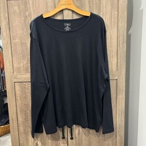 LL Bean womens 3X supima Cotton Long Sleeve T Shirt Top Black